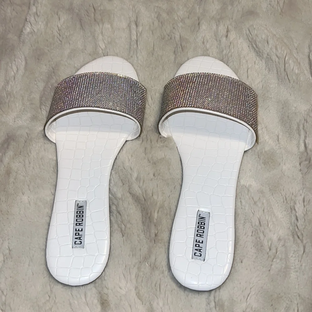 White Rhinestone Slides - Picture 3 of 3